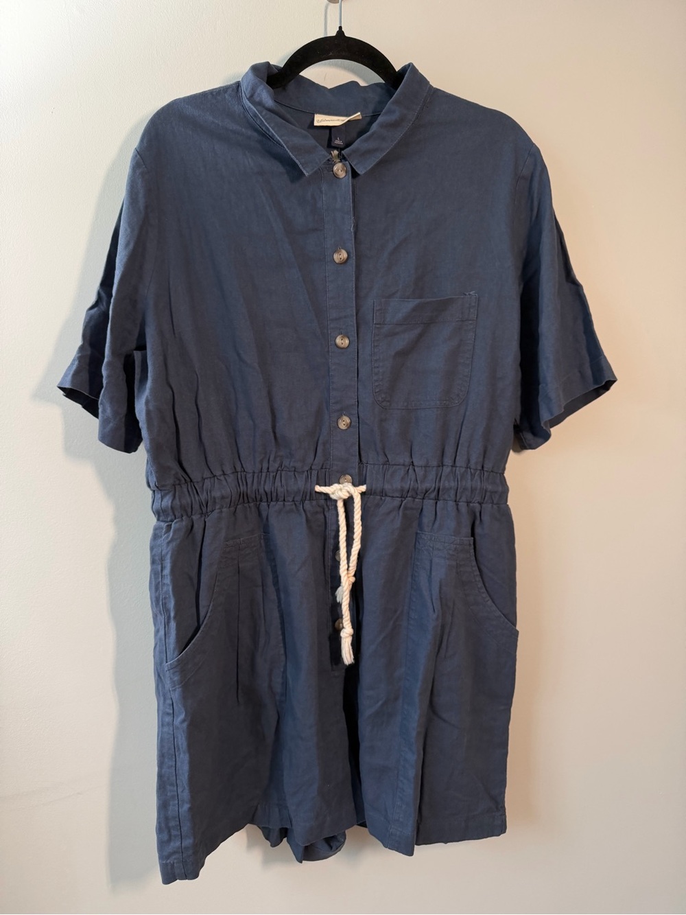 NWT Universal Thread Navy Button-Front Short-Sleeve Romper